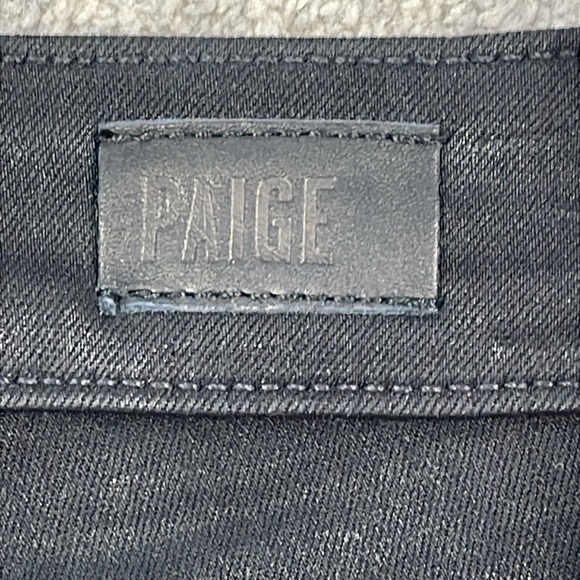 New Paige Accent Black Fog Luxe Coating Ultra High Rise Jeans Button Fly Sz 24 - Picture 14 of 14